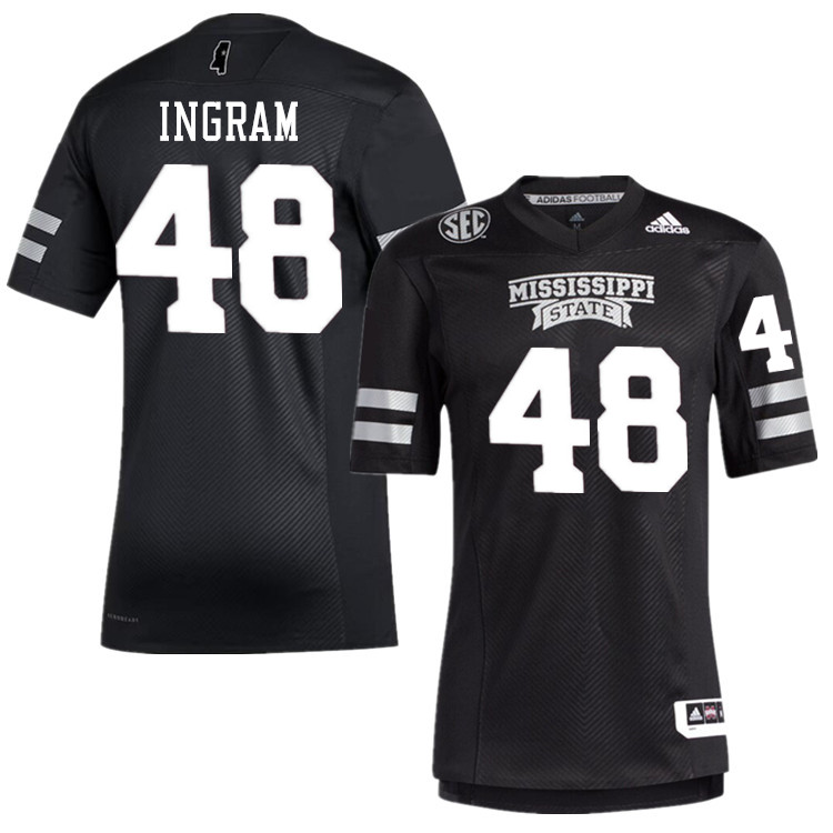 Men #48 Charlie Ingram Mississippi State Bulldogs College Football Jerseys Stitched-Black